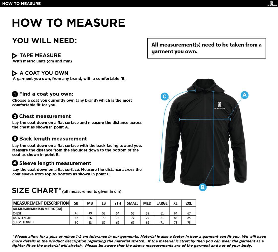 HURST CC Dual Elite 1/4 Zip Hoody / Rain Jacket : Navy - Size Guide