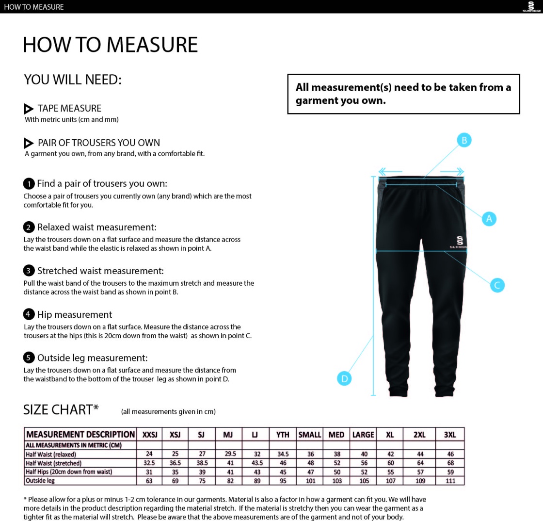 Hurst CC - Dual Skinny Pants - Size Guide