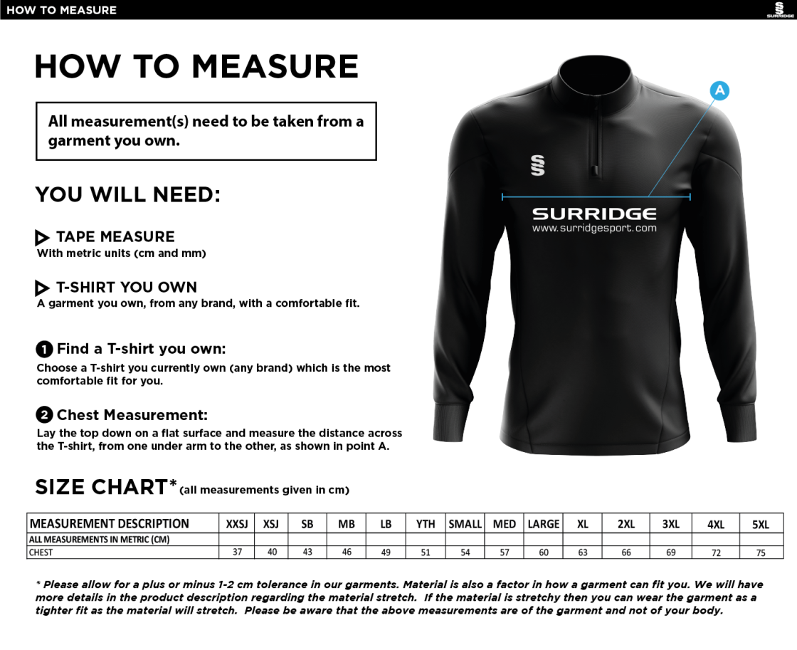 Hurst CC - Fuse Performance Top - Size Guide