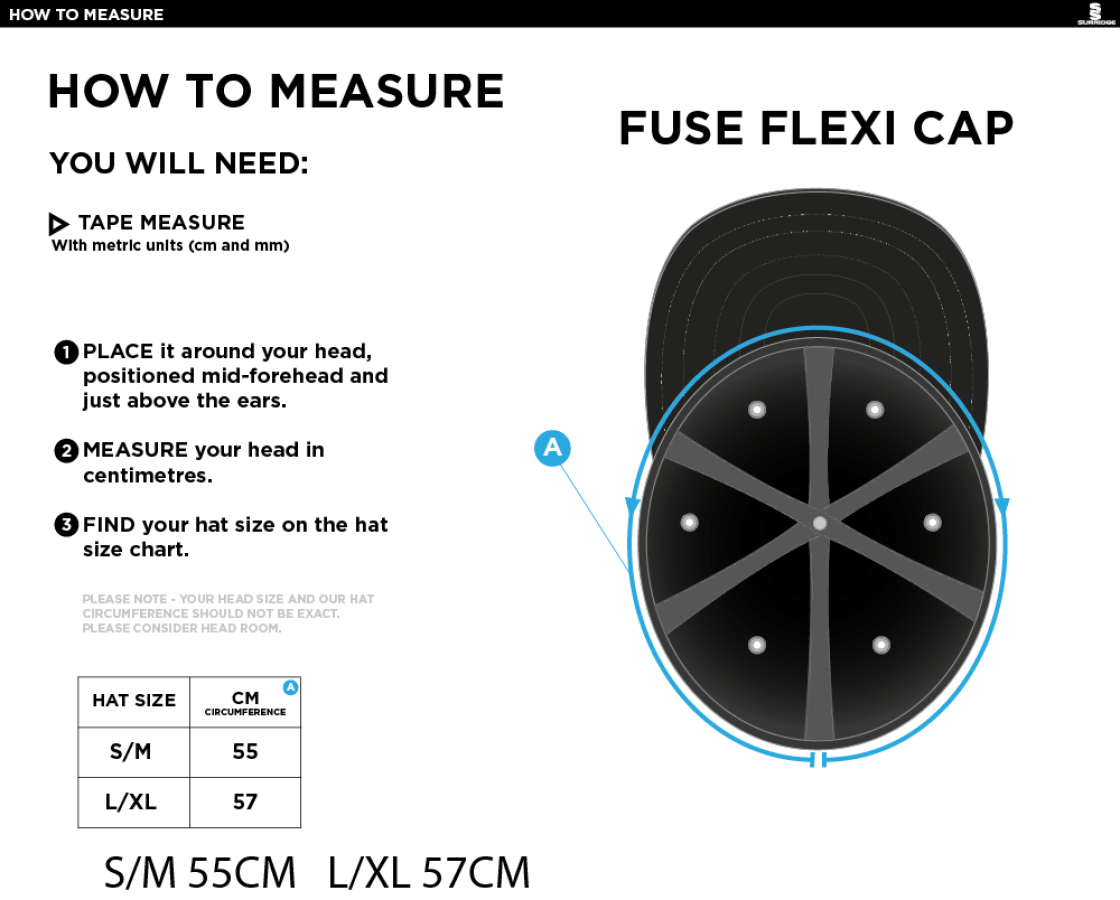 HURST CC Fuse Flexi Cap - Navy - Size Guide