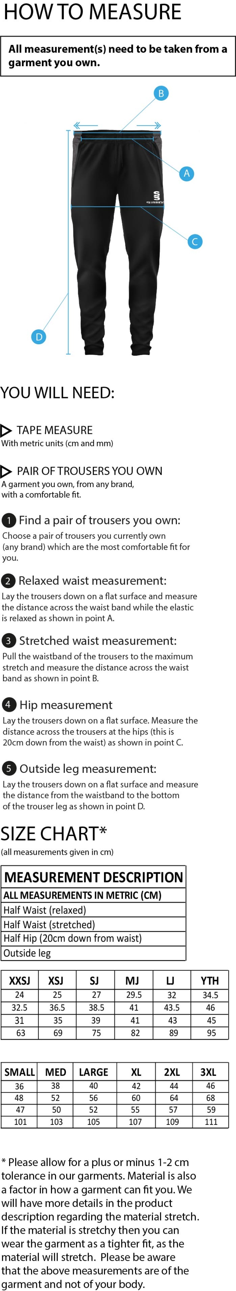 Hurst CC - Dual Skinny Pants - Size Guide